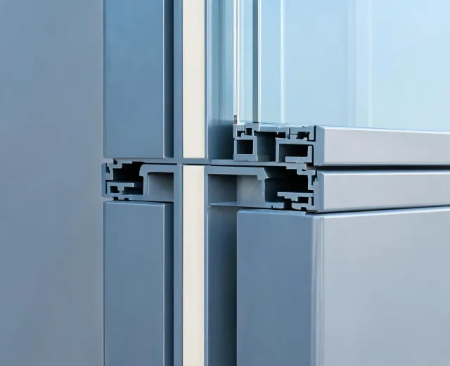 Aluminum curtain wall mullion detail with thermal break